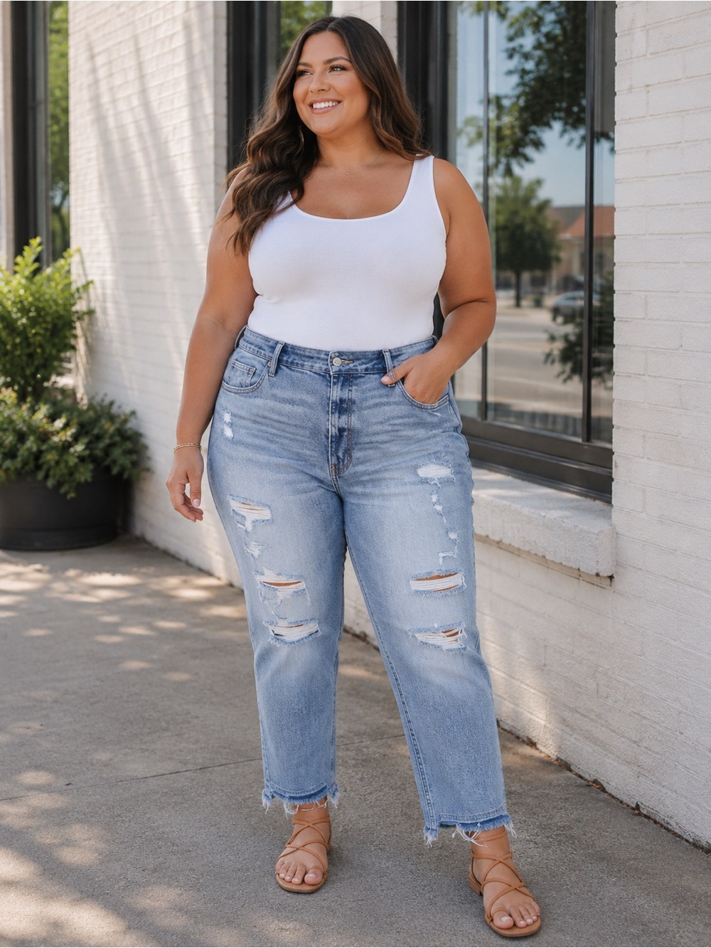 Old Navy Jeans Slouchy Straight Distressed High Rise Button Fly